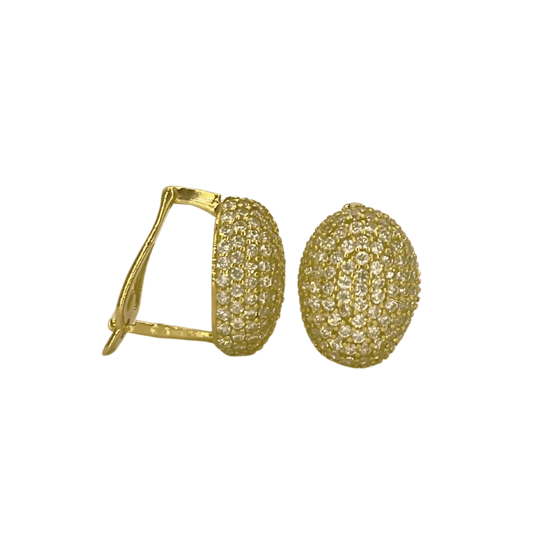 Boucles d’Oreilles Pavées de Zircons en Or 18k
