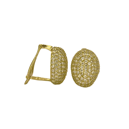 Boucles d’Oreilles Pavées de Zircons en Or 18k