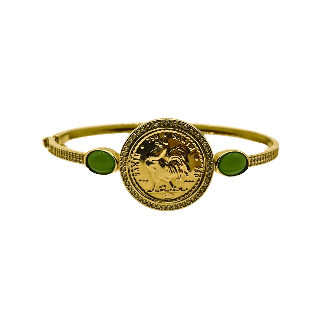 Bracelet moderne avec Médaillon et Pierres Vertes