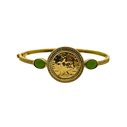 Bracelet moderne avec Médaillon et Pierres Vertes