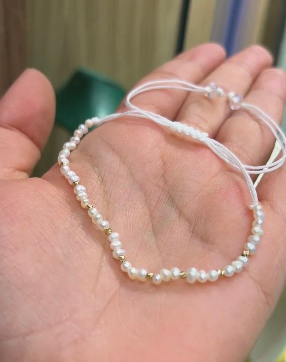 Cordon bracelet jouhar hor avec boules en Or18k