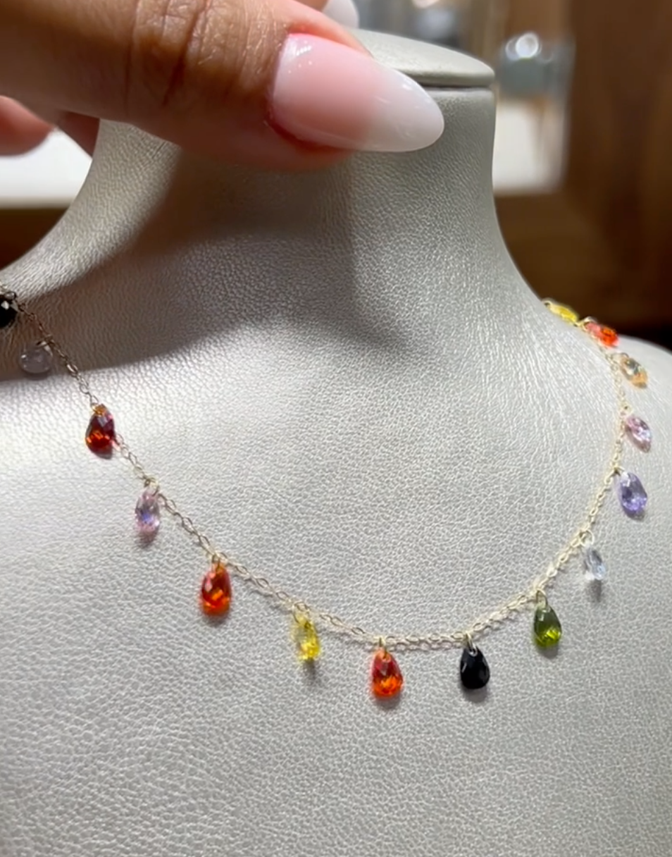 Ensemble ARC EN CIEL  en Or 18k ( Collier et gourmette )