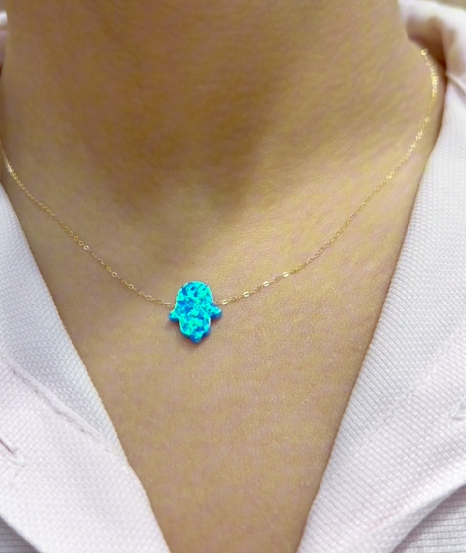 Collier en Or 18k - Khmissa en Pierre Naturelle 100%