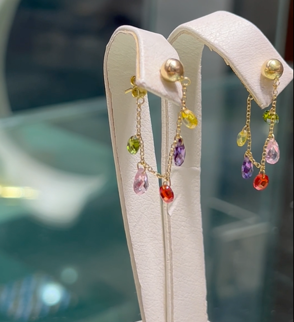 Boucles D'oreilles en Or 18k - Arc en Ciel