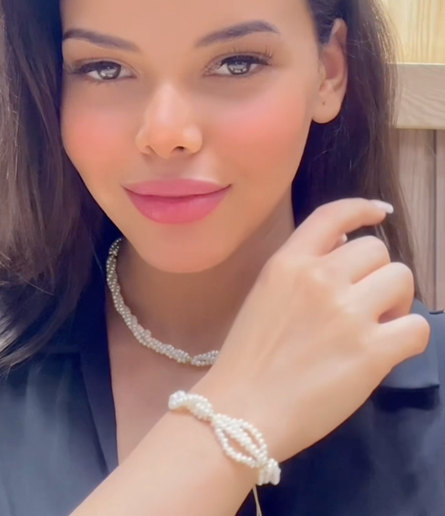 Ensemble Johar avec boules en Or 18k ( Collier et Gourmette )