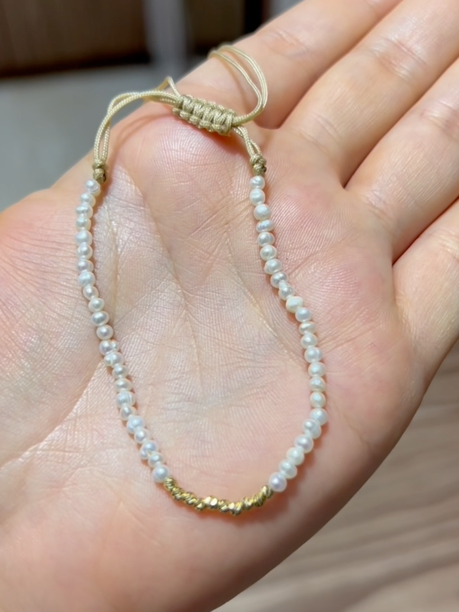 Cordon Avec Johar Naturelles et boules en Or 18k