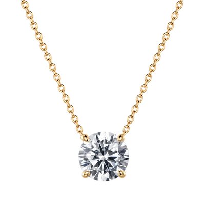 Pendentif Solitaire Or Jaune 18 kt Serti 4 Griffes Diamant de Laboratoire 0,50 carat