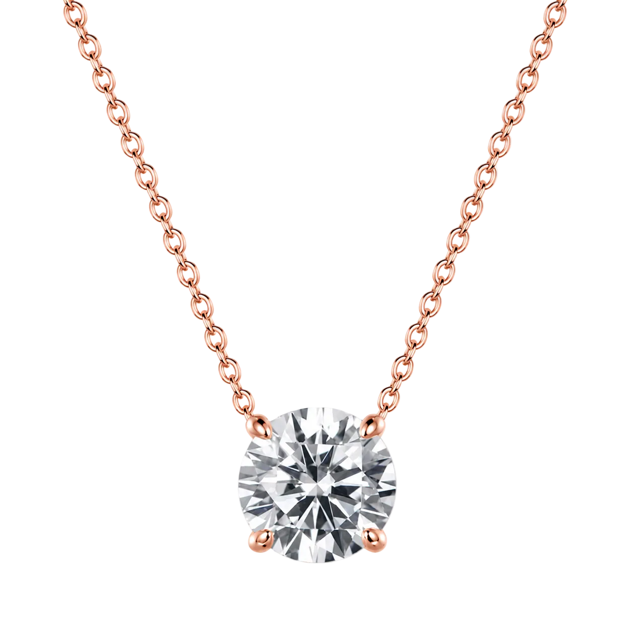 Pendentif Solitaire Or Jaune 18 kt Serti 4 Griffes Diamant de Laboratoire 0,50 carat