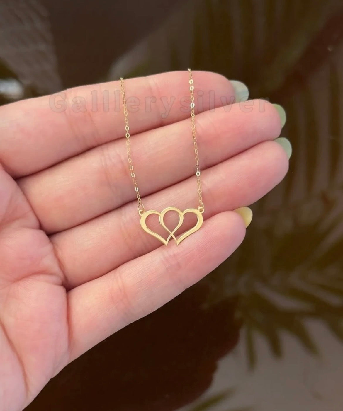 Collier 2 Coeur en or18k