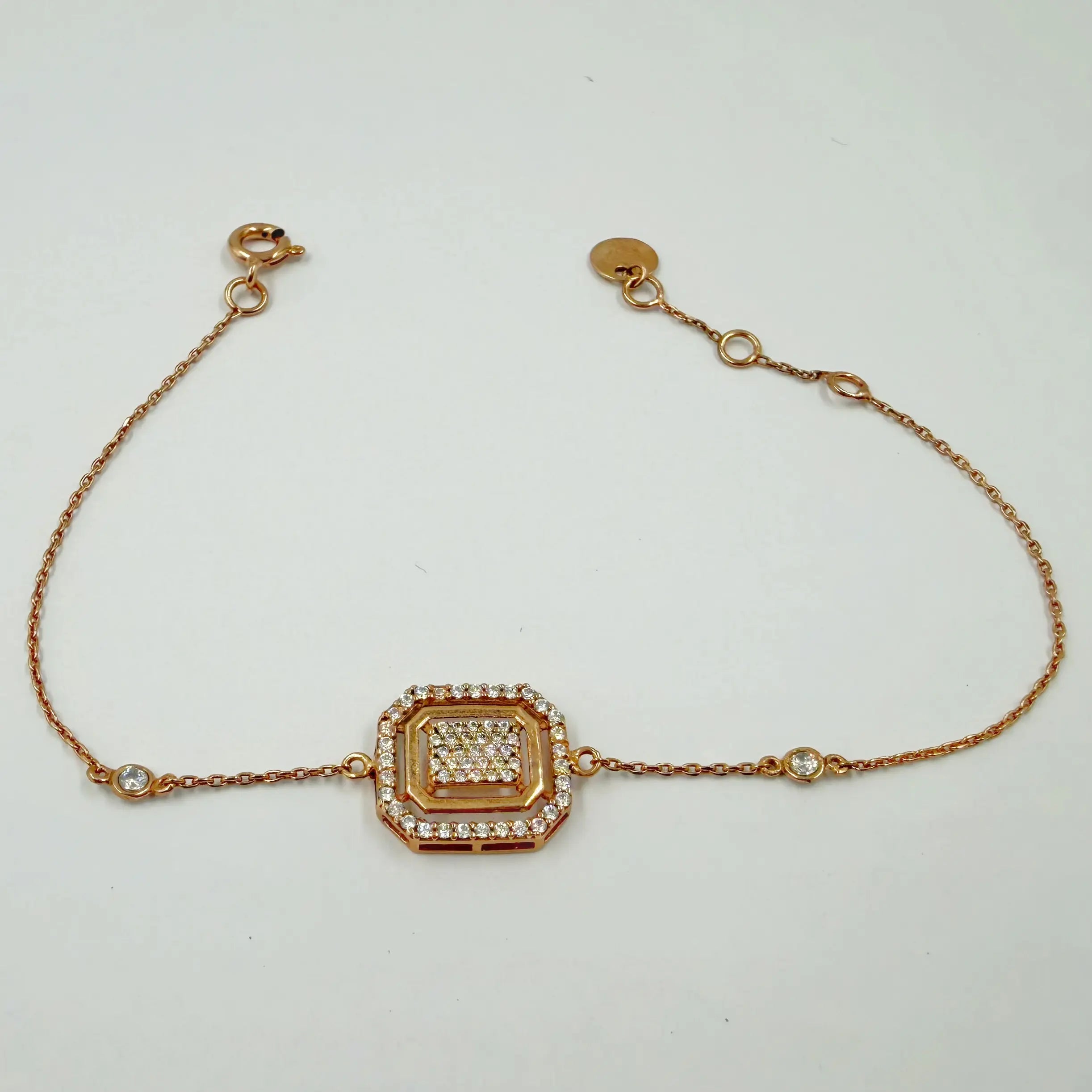 Gourmette Pavée Octogonale en Or Rose 18K