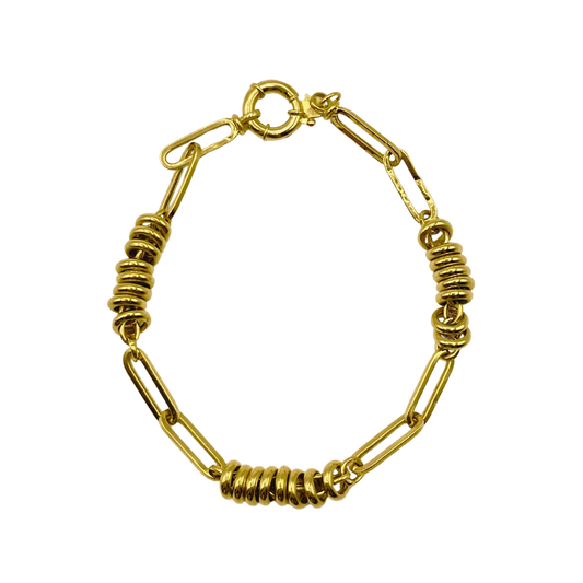 Gourmette en Or 18k avec Anneaux Spiralés