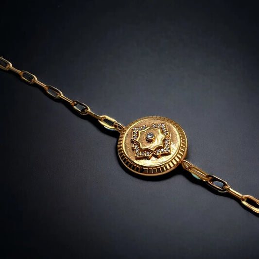 Gourmette en Or 18K avec Motif Central