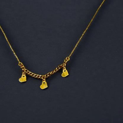 Chaîne en Or 18K avec Pendentif Cœurs