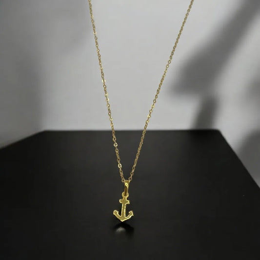Collier Avec Pendentif Ancre en Or 18K