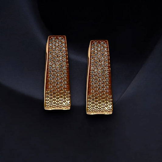 Boucles d’Oreilles en Or Rose avec Zircons Brillants