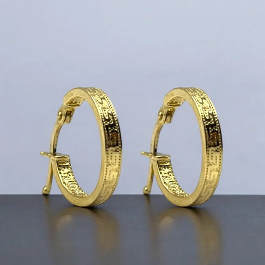 Créoles en Or 18K avec Motifs Gravés