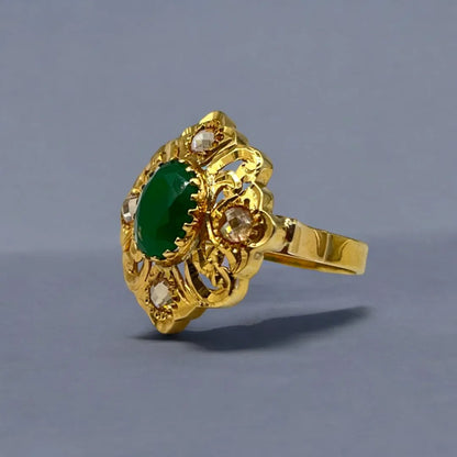 Bague Beldi en Or 18k avec Émeraude et Rosaces