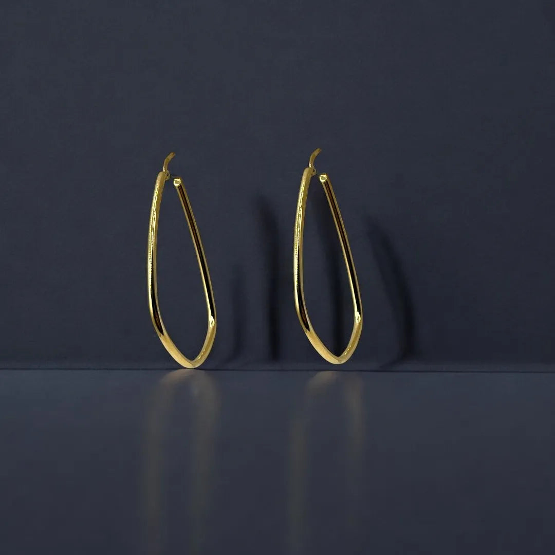 Boucles d’oreilles Ovales en Or Jaune 18K