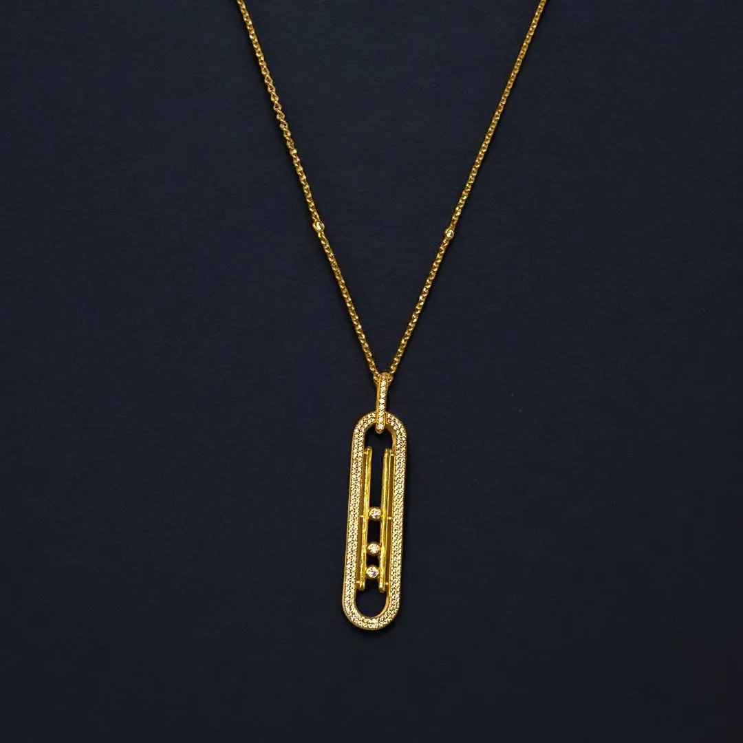 Sautoir en Or Jaune 18K avec Pendentif Moderne