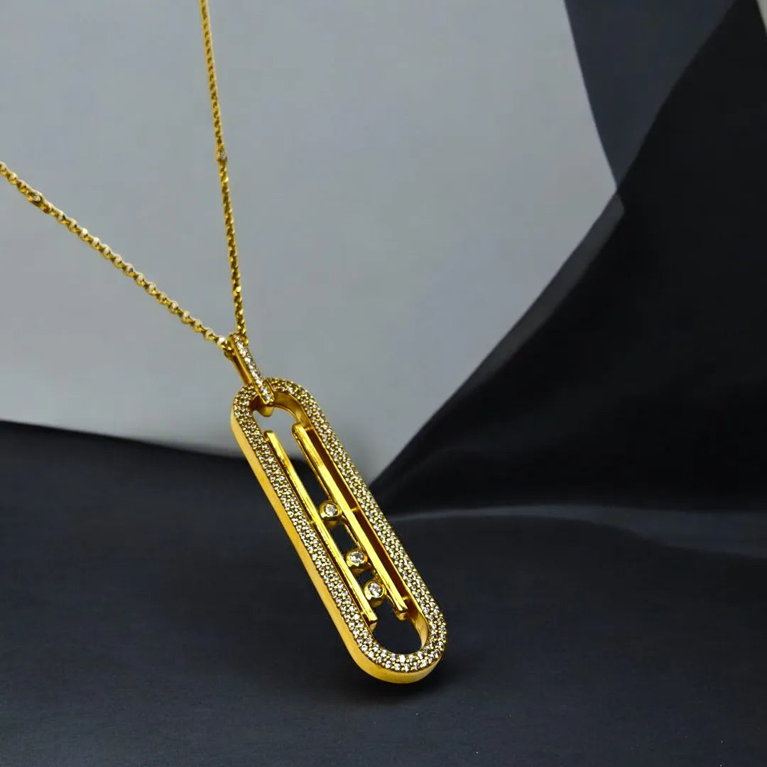 Sautoir en Or Jaune 18K avec Pendentif Moderne