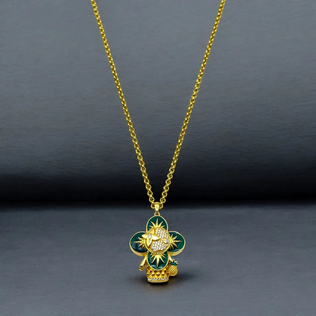 Sautoir en Or 18K avec Pendentif Fleur