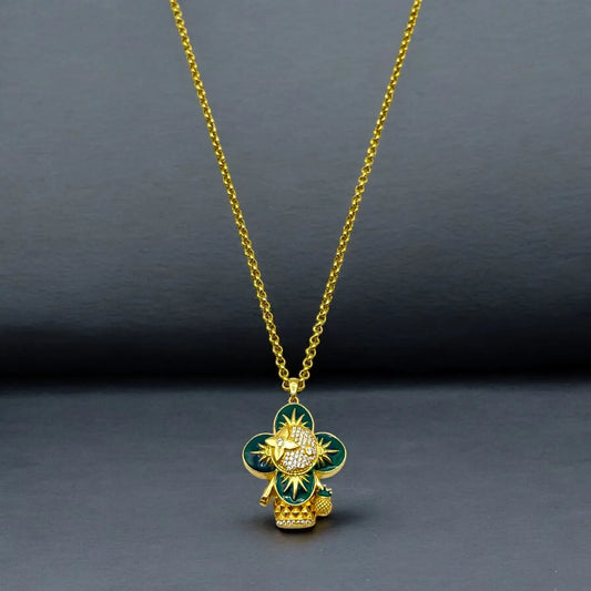 Sautoir en Or 18K avec Pendentif Fleur