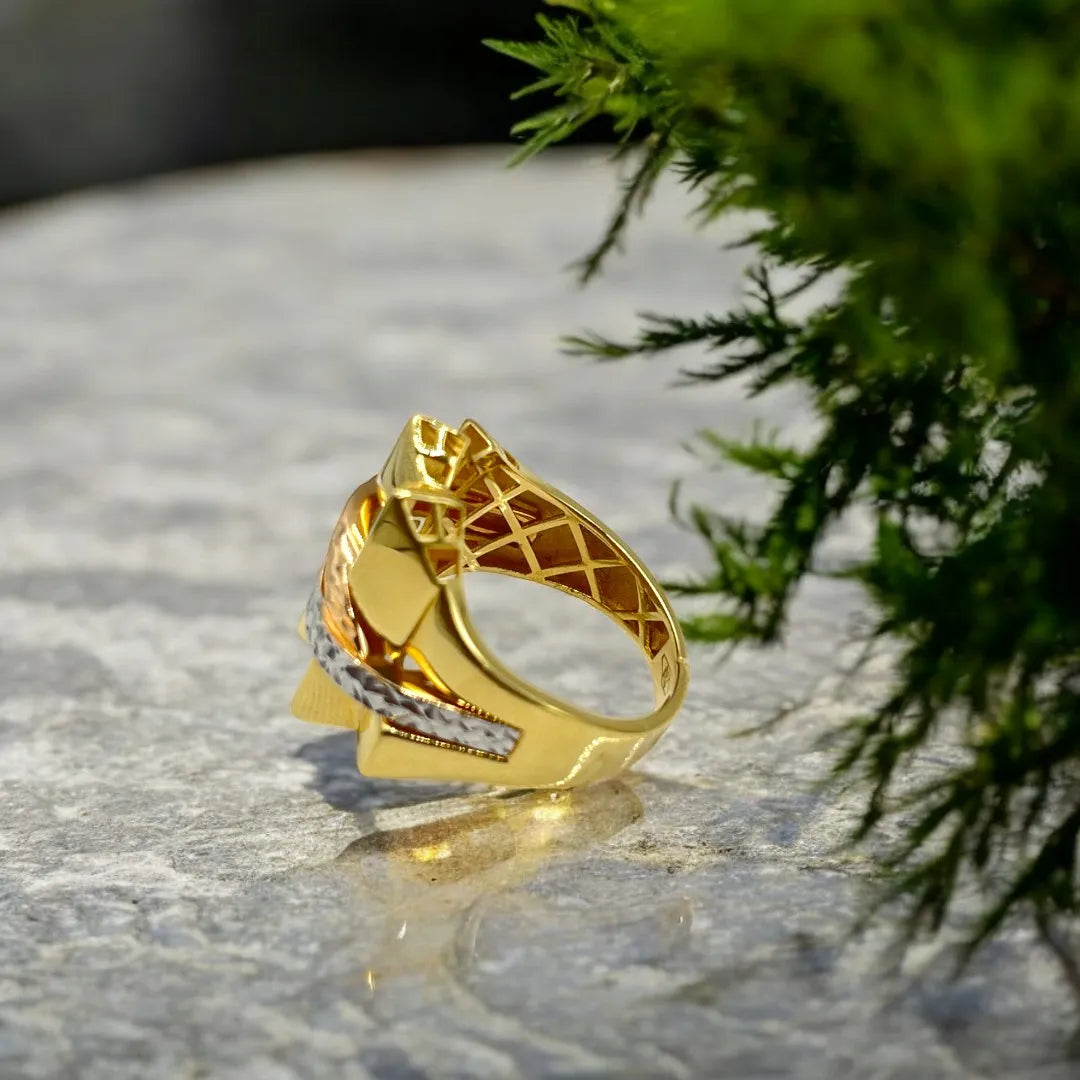 Magnifique Bague en Or 18k – Mélange d’Or Blanc, Jaune et Rose