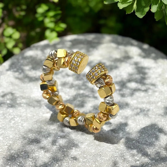 Bague en Or 18K – Mélange d’Or Jaune, Blanc et Rose