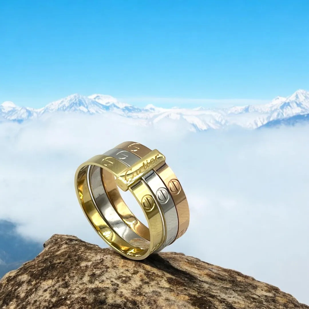 Bague Femme Cartier en Or 18K – Mélange d’Or Rose, Blanc et Jaune