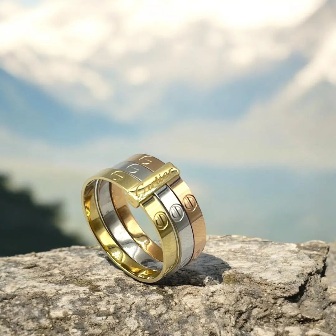 Bague Femme Cartier en Or 18K – Mélange d’Or Rose, Blanc et Jaune