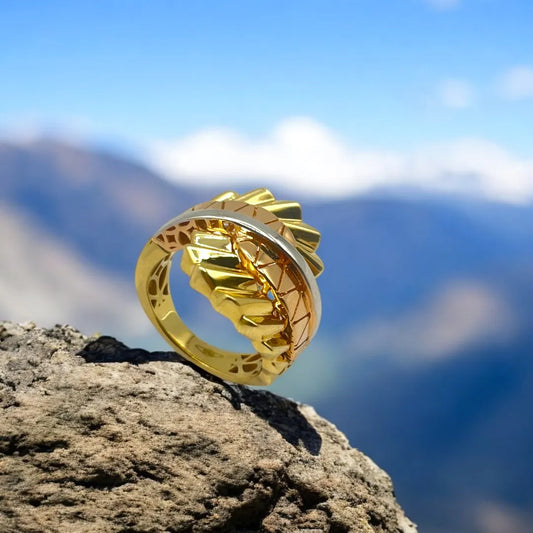 Moderne Bague en Or 18K – Mélange d’Or Blanc, Rose et Jaune