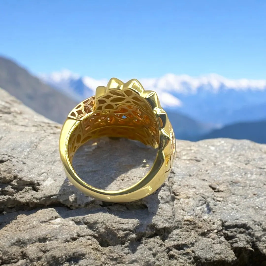 Moderne Bague en Or 18K – Mélange d’Or Blanc, Rose et Jaune