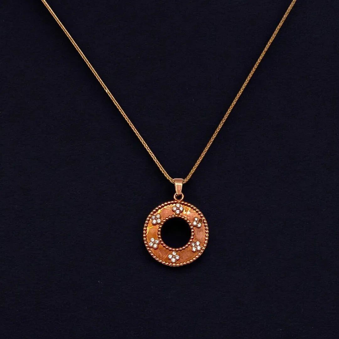 Chaîne Pendentif Rond en Or Rose 18K