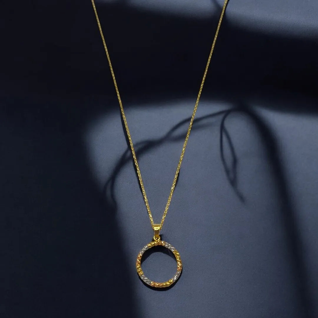 Chaîne Pendentif Rond en Or 18K