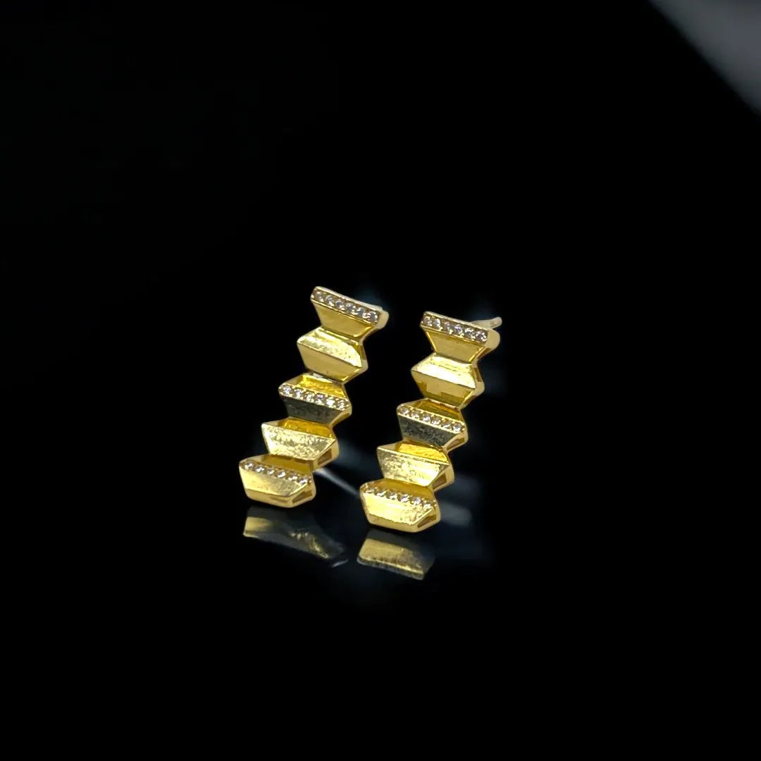 Longues Boucles d’Oreilles en Or 18K