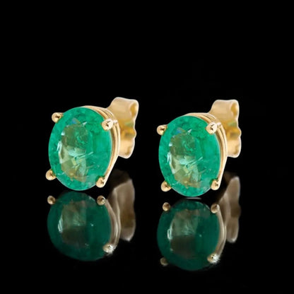 Clous d’oreilles en Or avec Pierre Verte