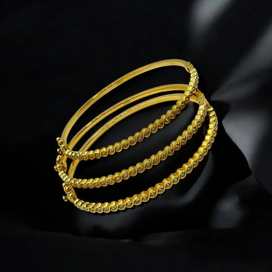 Ensemble 3 Bracelets en Or Jaune 18K