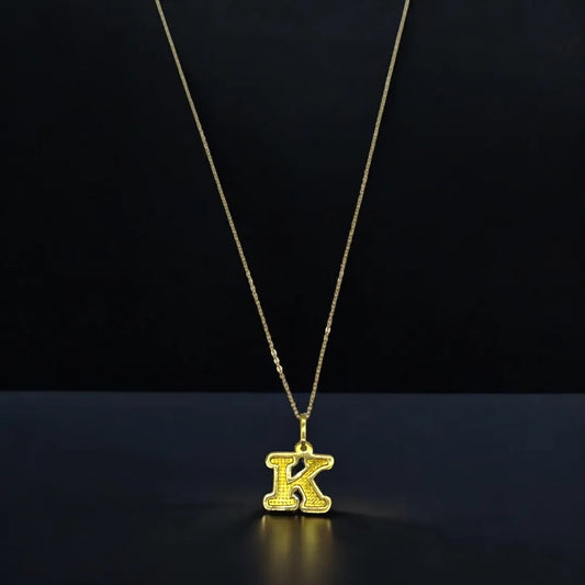 Chaîne Pendentif Lettre K en Or 18K