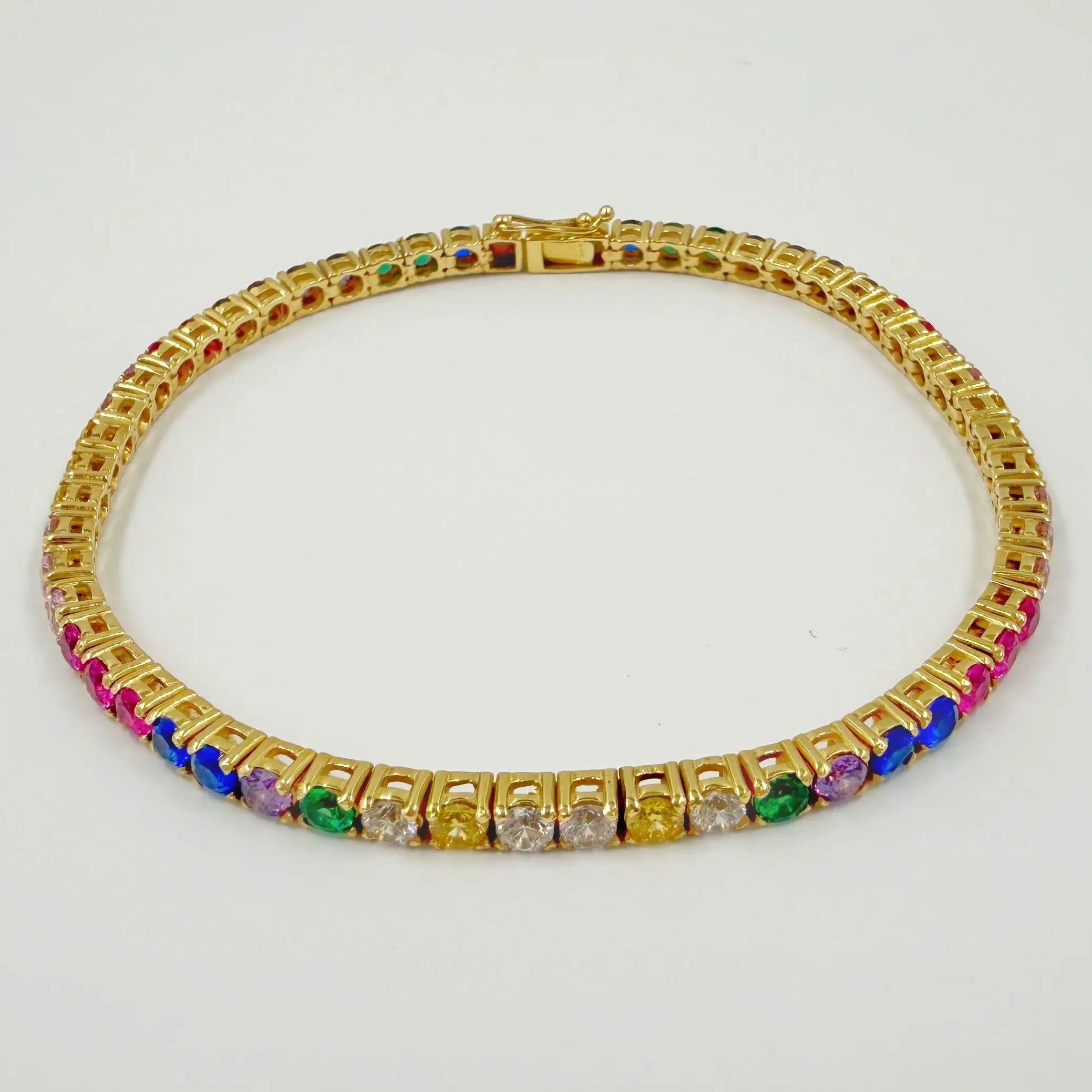 Gourmette Tennis Multicolore en Or Jaune 18K