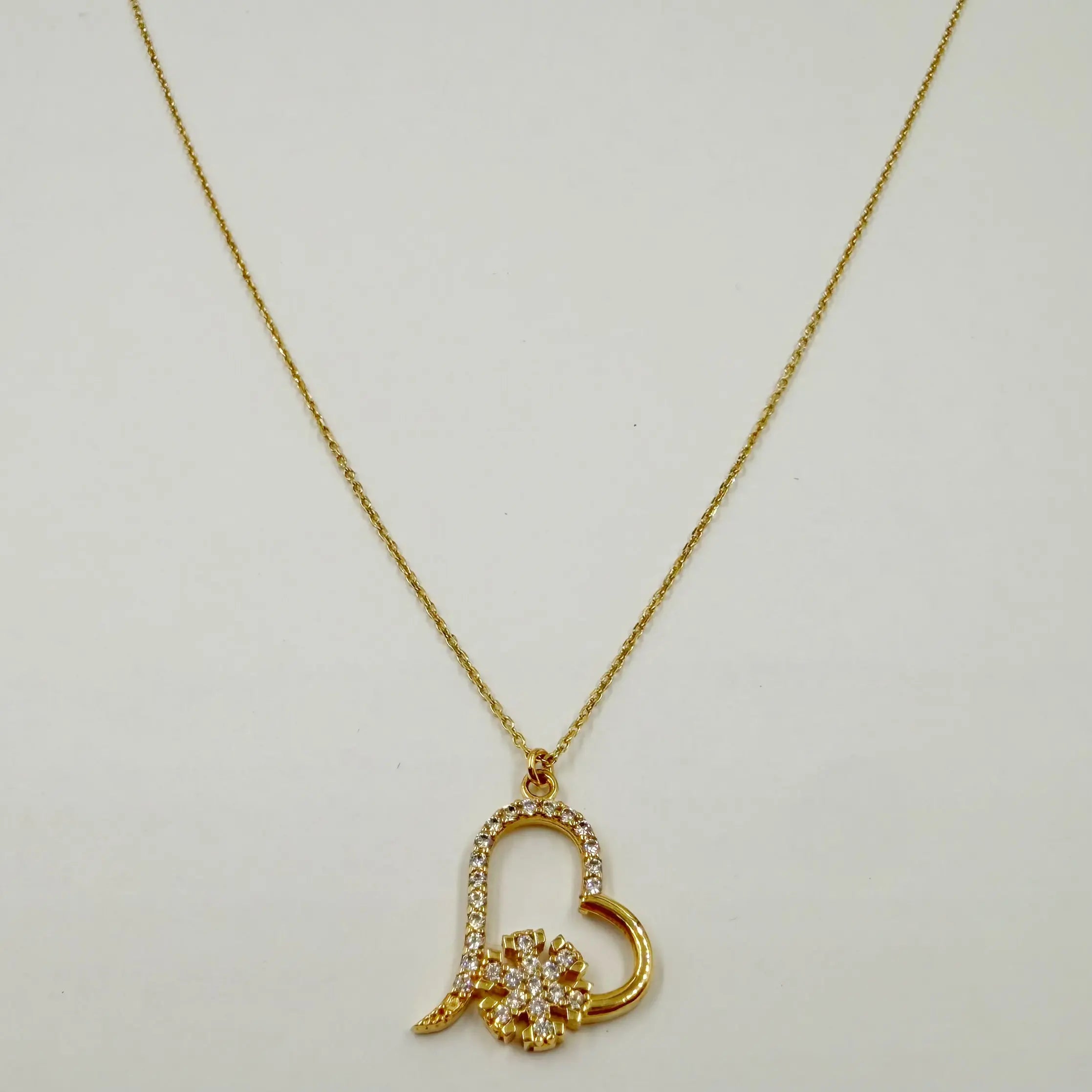 Collier Cœur Fleuri en Or Jaune 18K