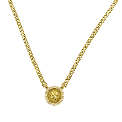 Parure Gravé George V Livre Sterling en Or 18K