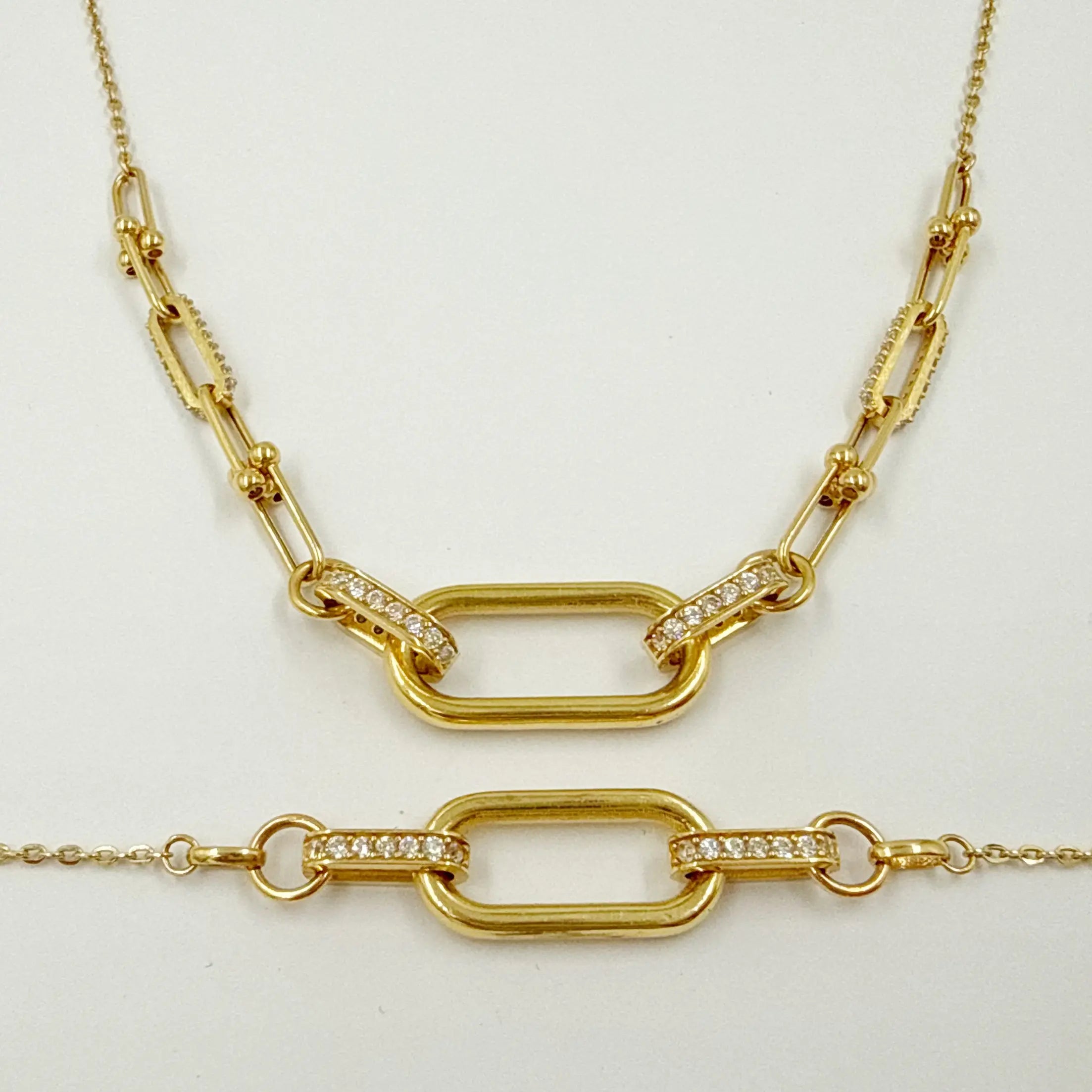 Ensemble Collier et Gourmette en or jaune – Maille ovale tendance
