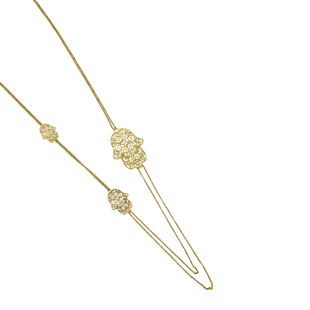 Sautoir avec Trois Khmissa en Or 18K