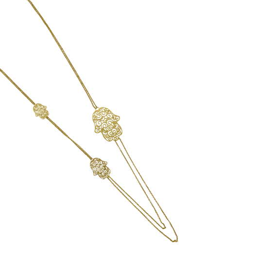 Sautoir avec Trois Khmissa en Or 18K