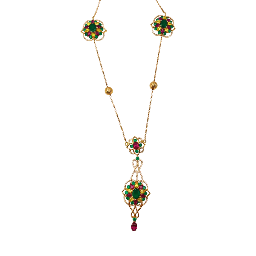 Sautoir en Or 18K avec Pierres Précieuses