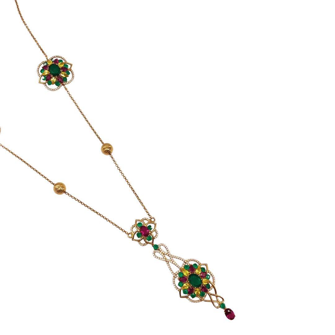 Sautoir en Or 18K avec Pierres Précieuses