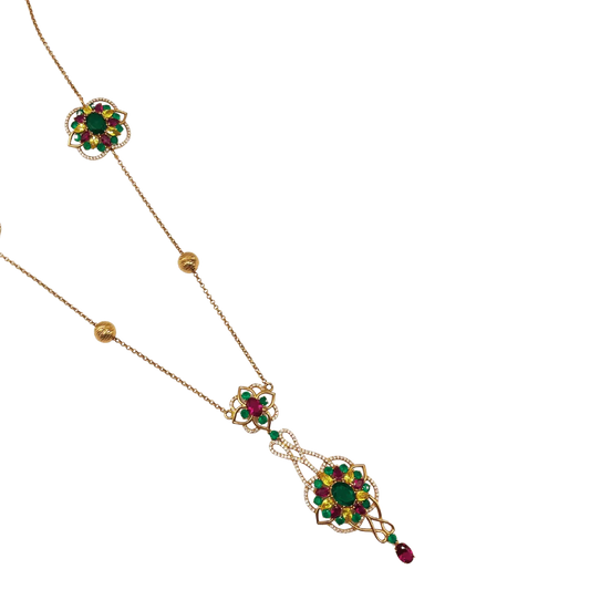 Sautoir en Or 18K avec Pierres Précieuses