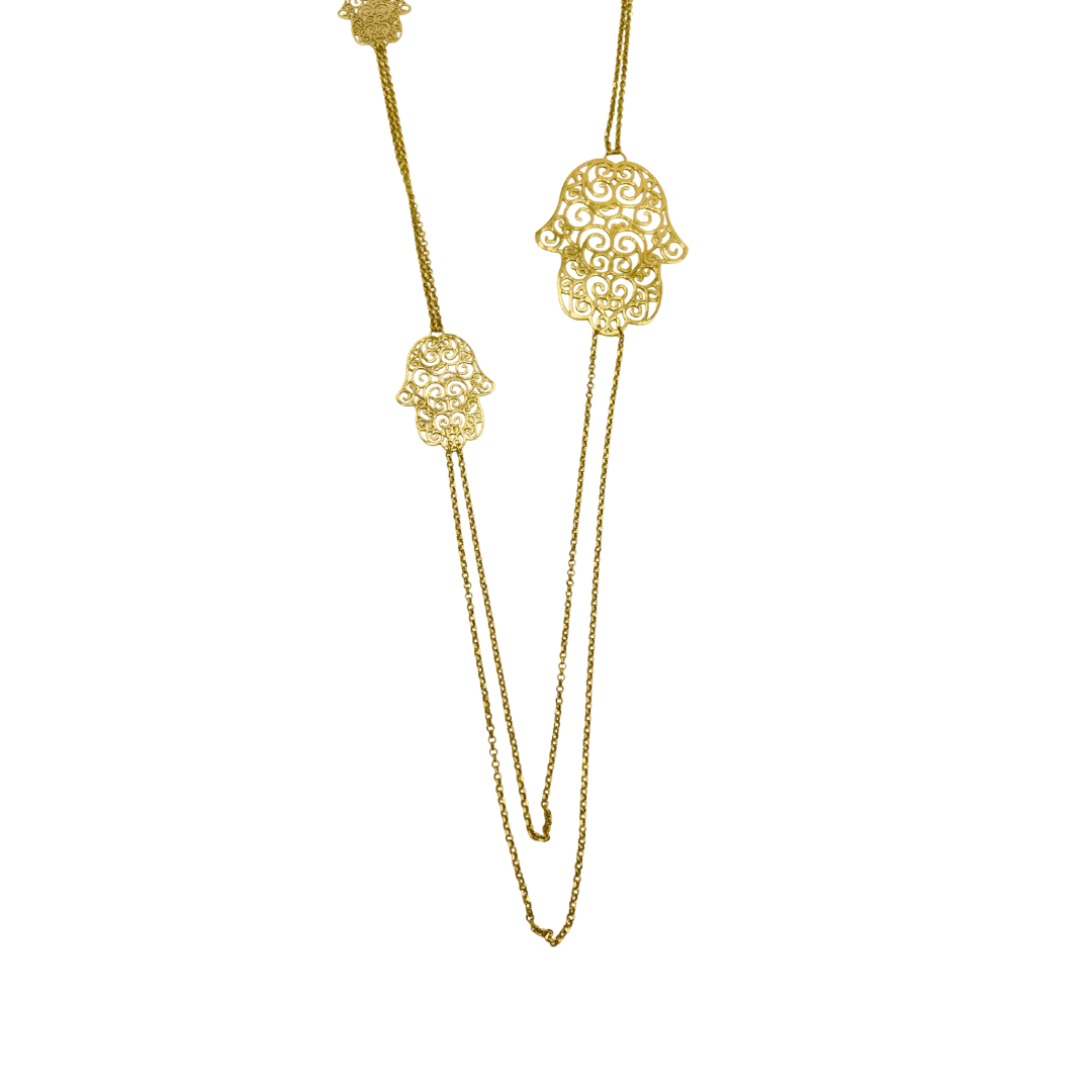 Sautoir avec Trois Khmissa en Or 18K