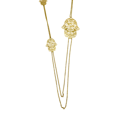 Sautoir avec Trois Khmissa en Or 18K