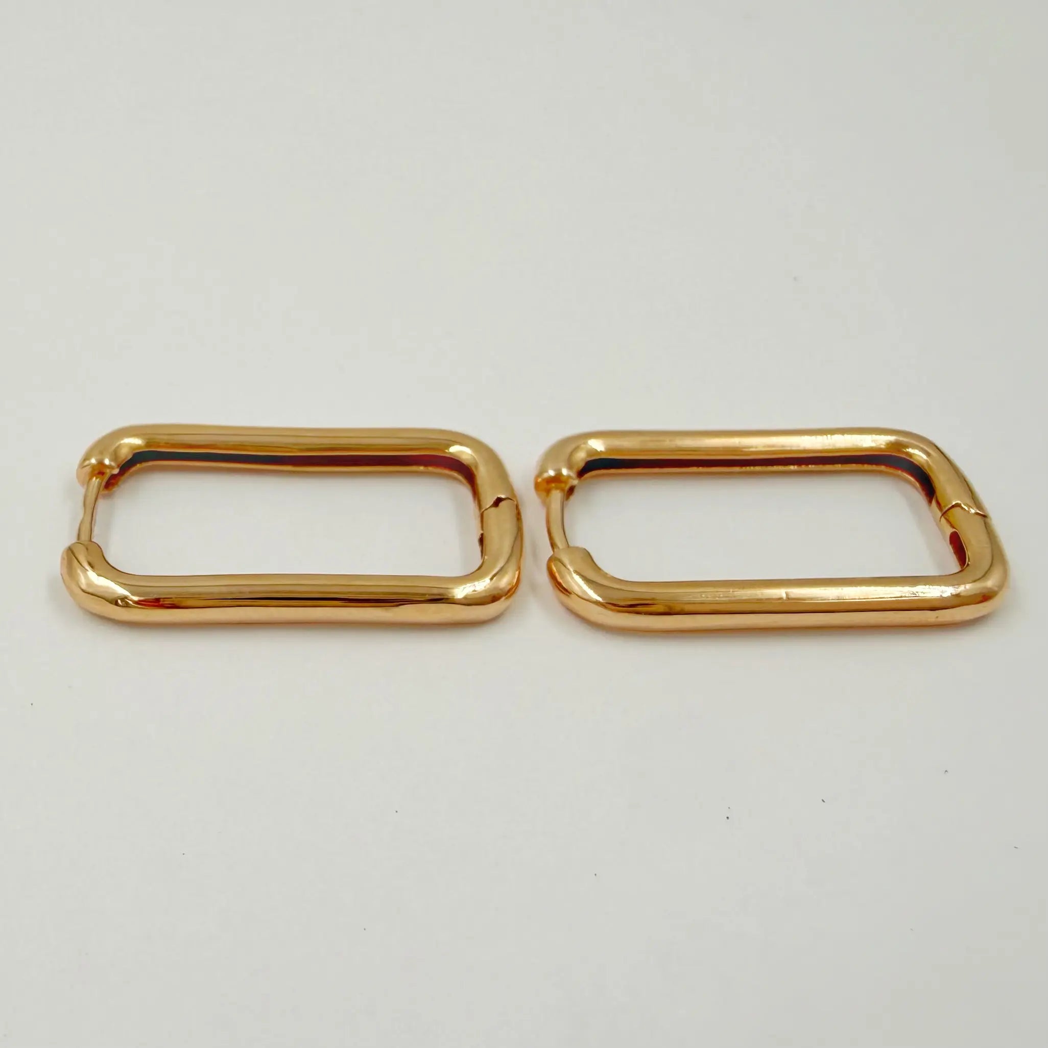 Boucles d'Oreilles Rectangulaires en Or Rose 18K